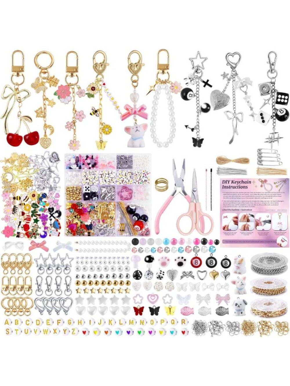 945PCS Gold & Silver Bag Charm Kit - DIY Craft Supplies for Creative Accessories